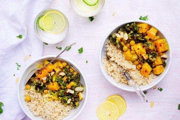 Butternut Squash, Chickpea and Kale Curry