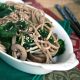Soba noodles with spinach and mushrooms