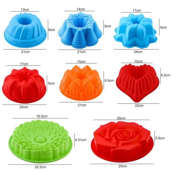 3D pyragų kepimo formų dydžiai