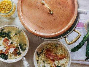 Pupelių sriuba su makaronais ir bekonu receptas