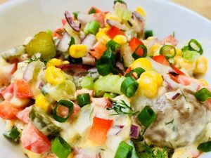 Šaltų bulvių salotų receptas